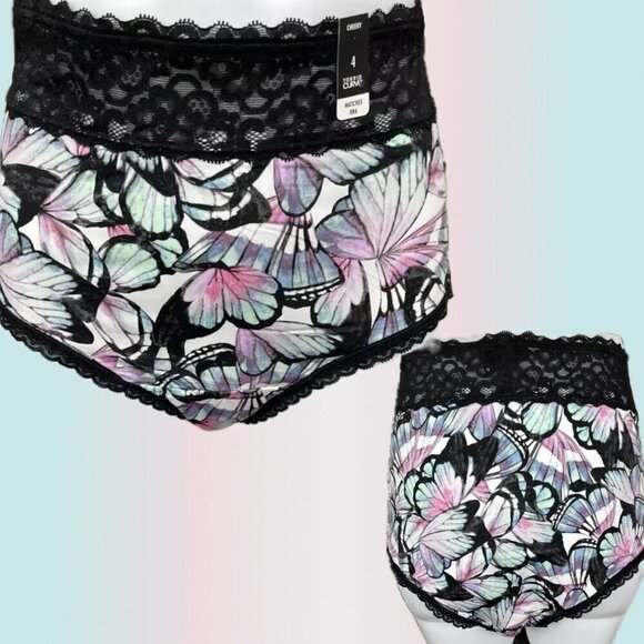 Torrid Plus 6 Butterfly Graphic Wide Lace Waistband 2nd Skin Fit Cheeky Panties - Picture 1 of 6
